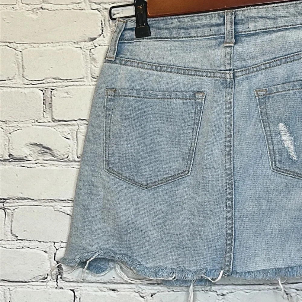 Vervet Distressed High Rise Blue Jean Denim Skirt Size X-Small